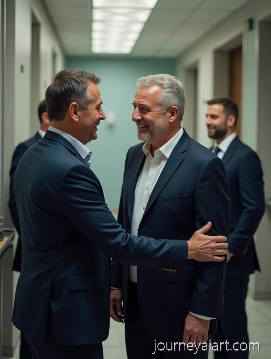 Men-greeting-each-otherTwo-Men-Greeting-Each-Other-with-Suits-and-Doctors-in-the-Background