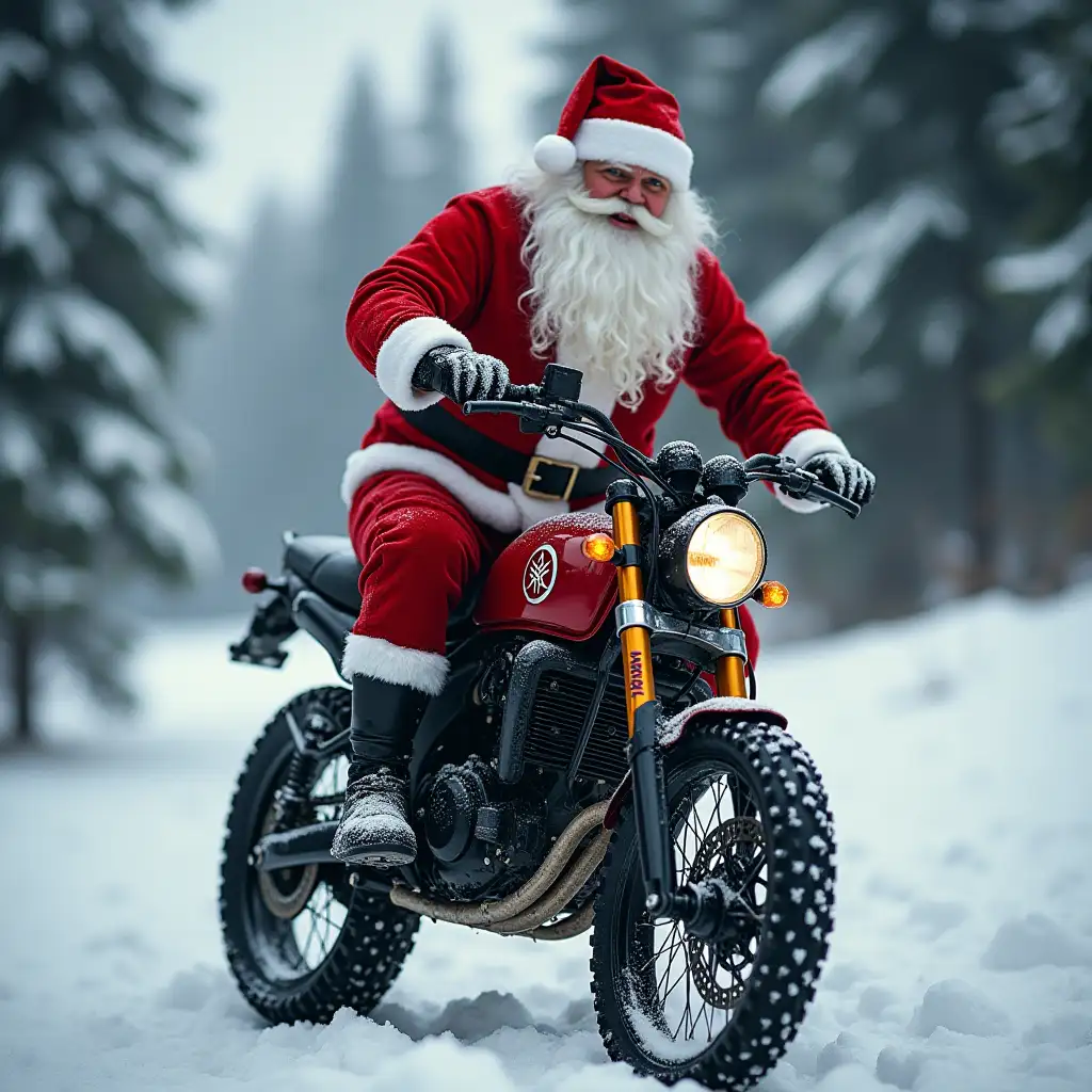 santaclaus on mt yamaha motorbike full bike size