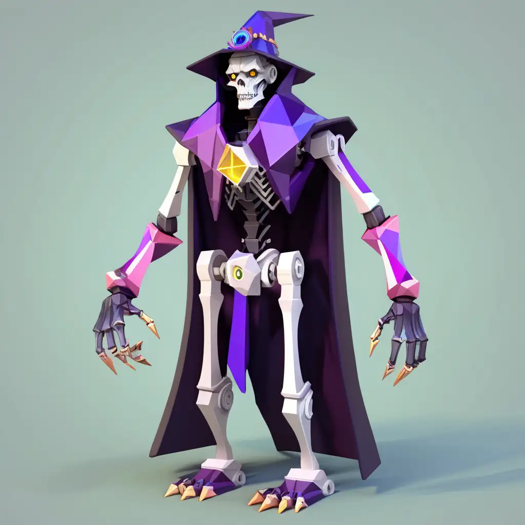 Half-Undead-Half-Mechanical-Humanoid-Wizard-in-Low-Polygon-Style