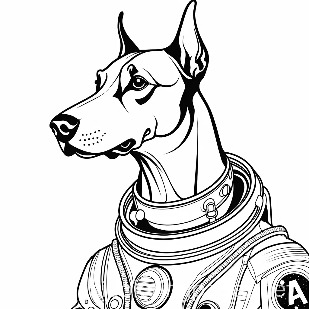 Doberman-Astronaut-Coloring-Page-on-White-Background