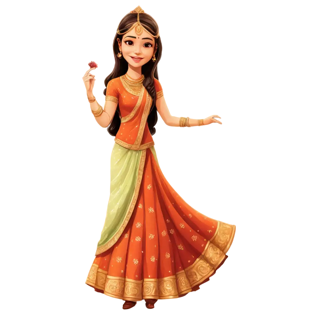 Vibrant-Cartoon-Indian-Wedding-Girl-PNG-for-Cultural-Celebrations-and-Artistic-Projects