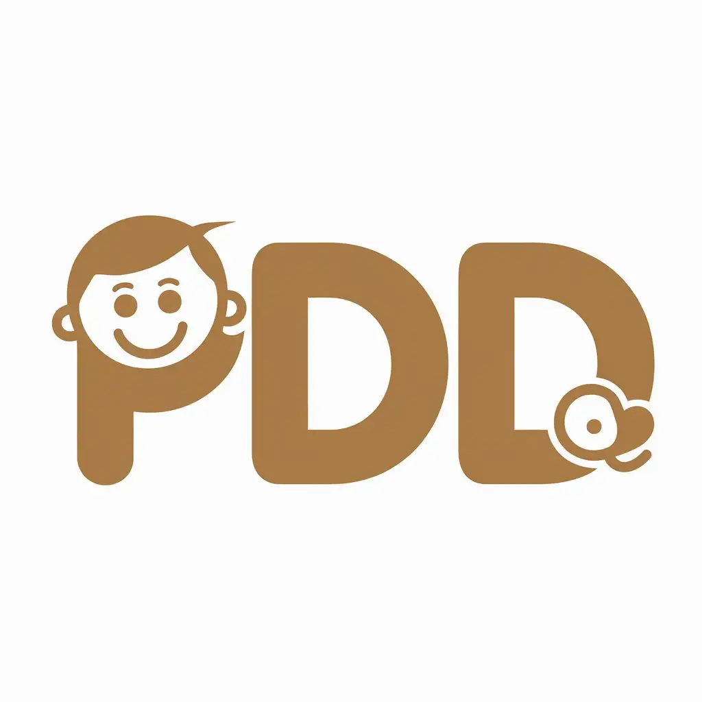 LOGO-Design-For-PDD-Cute-Kid-Elements-with-Letters-PDD-on-Clear-Background