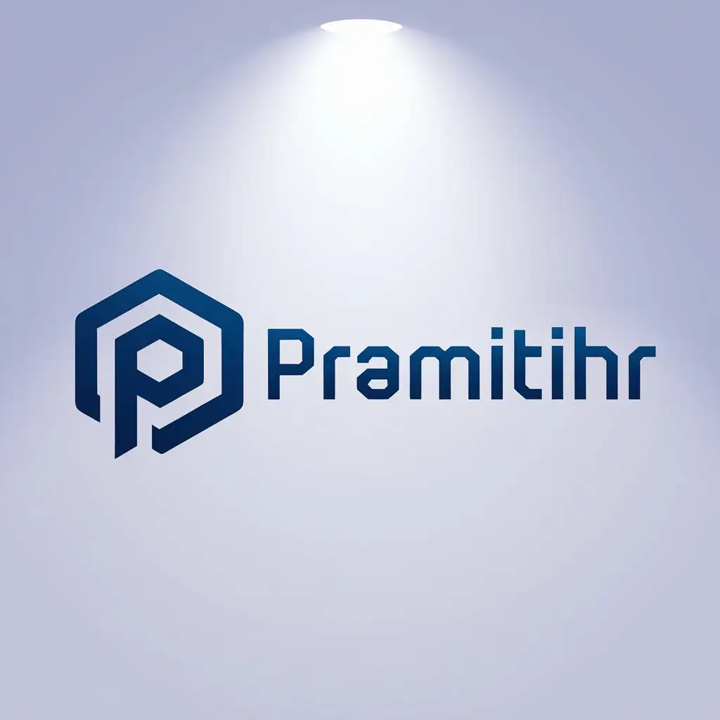 LOGO Design for PramitiHR Modern Geometric Hexagon with Deep Blue Gradient and Bold P Symbol