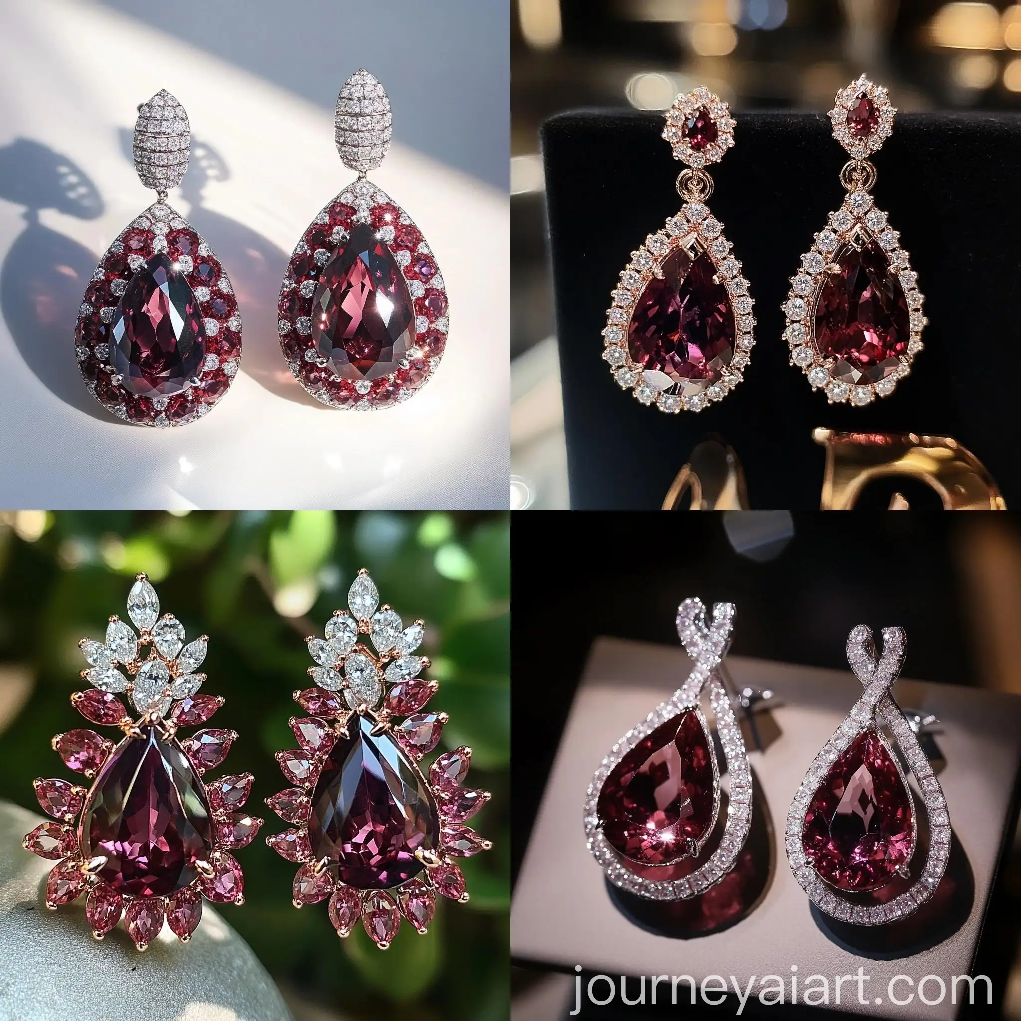 Modern-Exclusive-PearShaped-Maroon-Tourmalines-Earring-Diamond-Design
