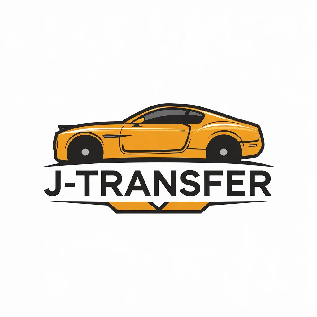 LOGO Design for JTransfer Minimalistic Yellow VIP Car on Clear Background