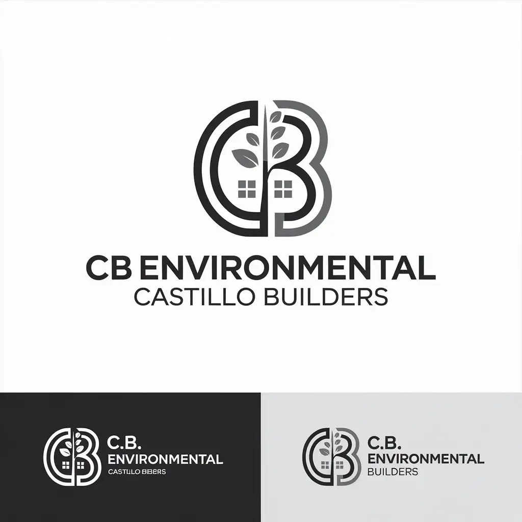 LOGO Design for CB Environmental Modern Letter Mark with Growth Tree and House Icon