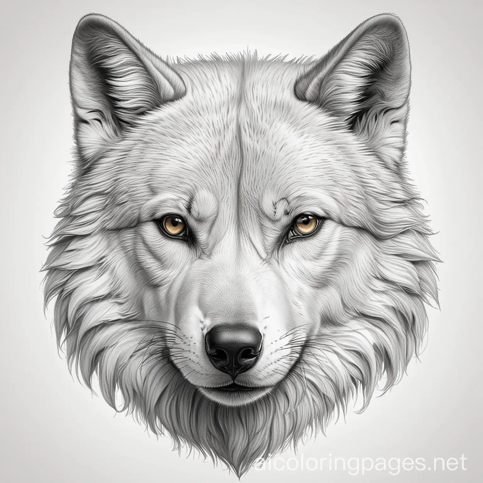 Childrens-Coloring-Page-of-a-Realistic-Wolf-Portrait