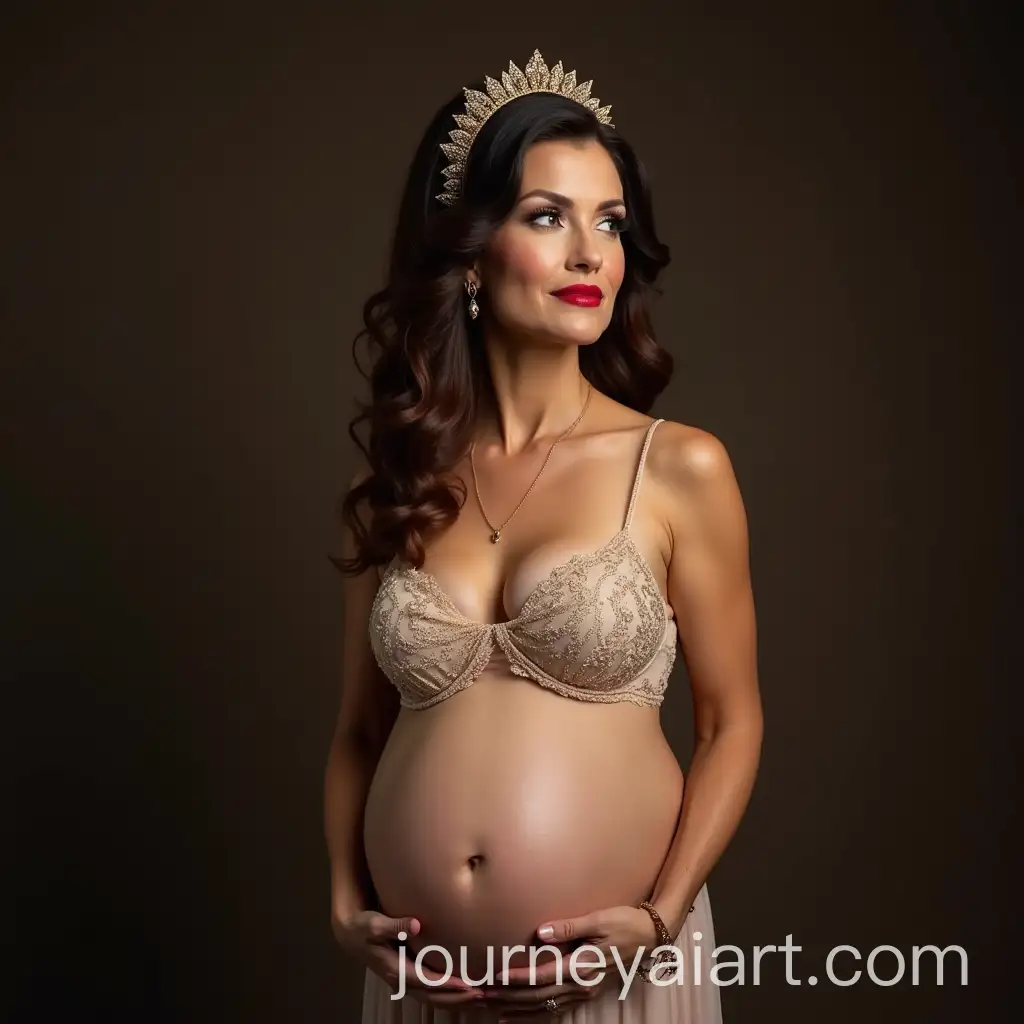 Elegant-75YearOld-Woman-with-Styled-Hair-and-Pregnancy-Glow