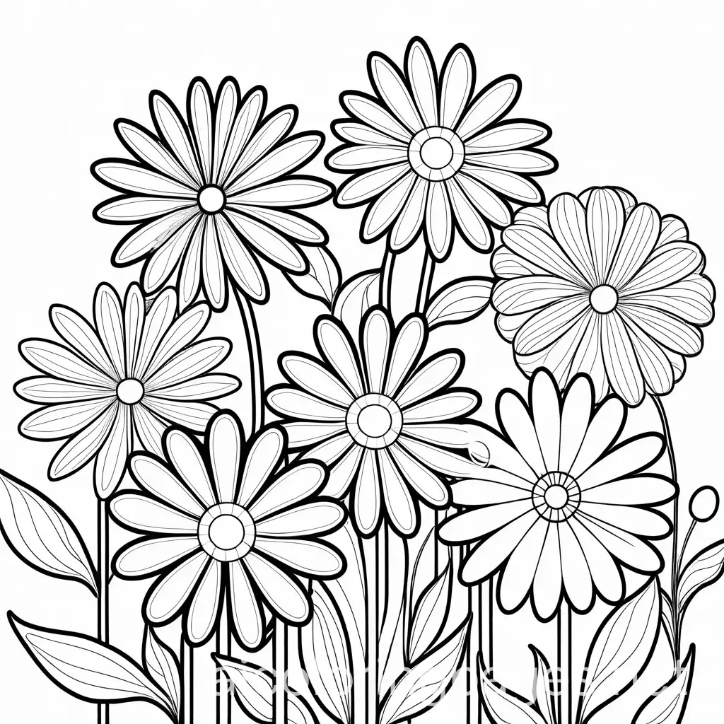 Simple-Flowers-with-Bold-Lines-Easy-Coloring-Page-for-Kids