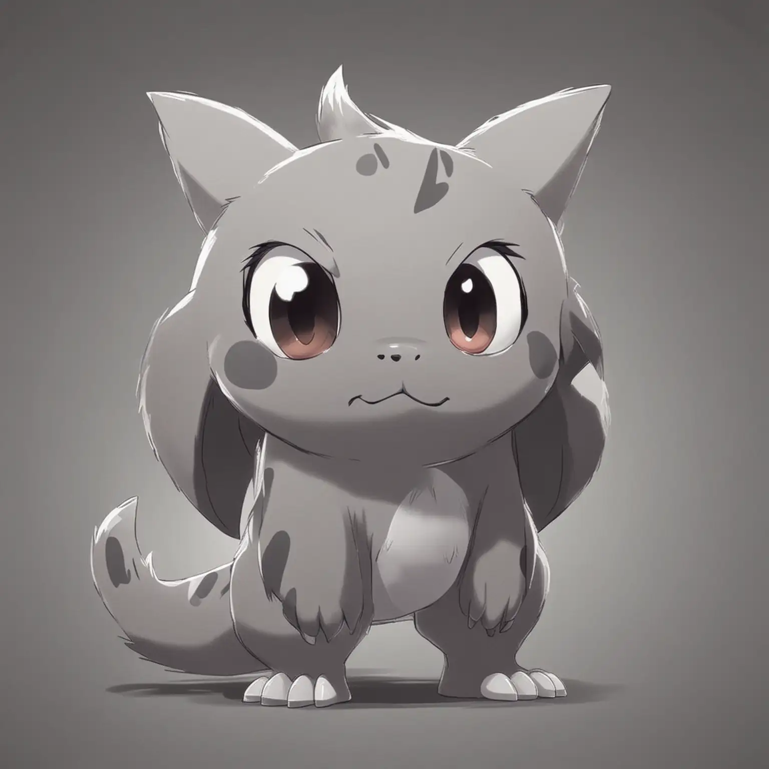 Anime Style Grey Boulder Creature with Eyes Mouth and Tail in PokemonInspired Art