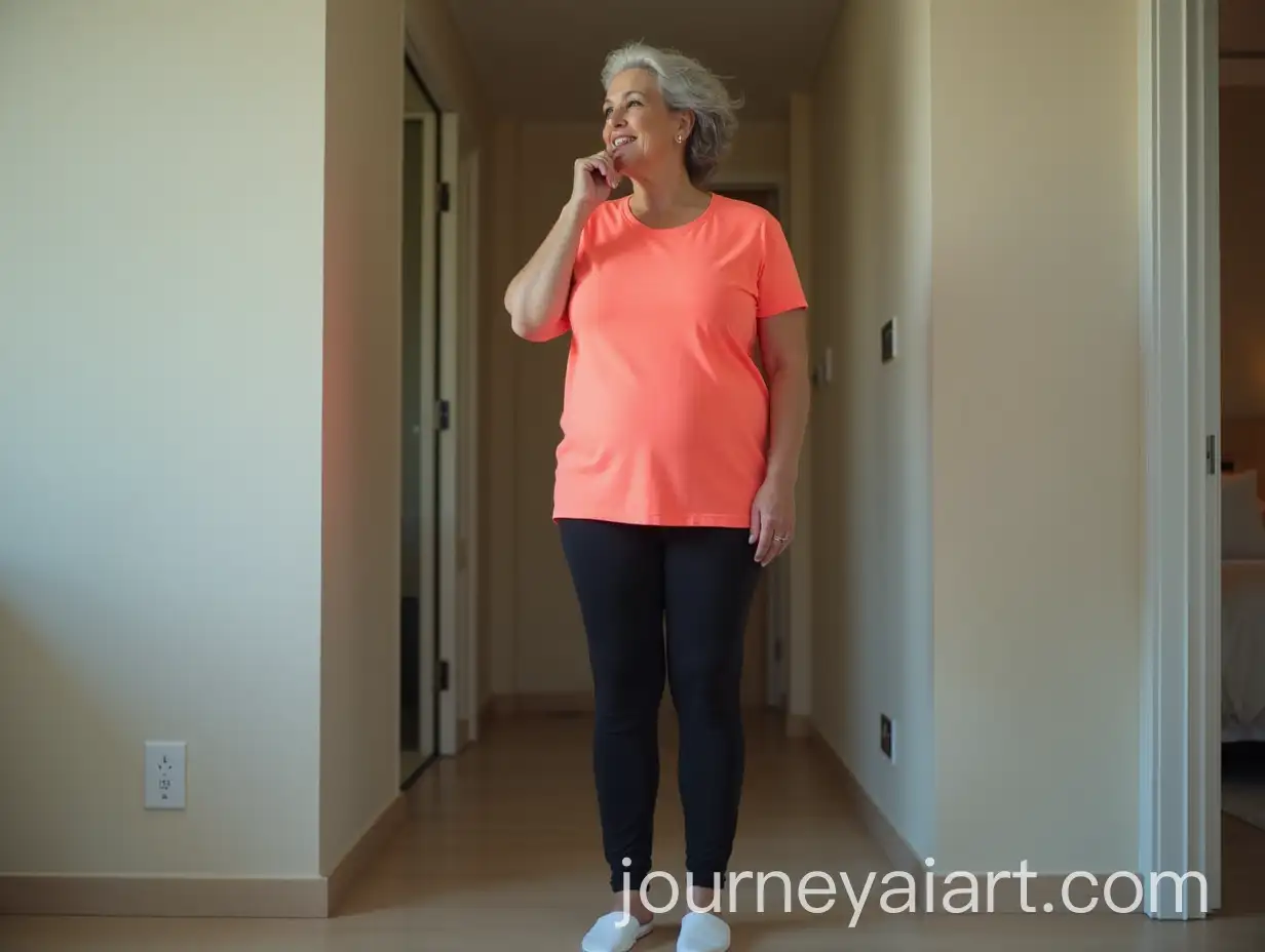 Elegant-59YearOld-Woman-in-Sporty-Outfit-Smiling-with-Finger-to-Her-Lips