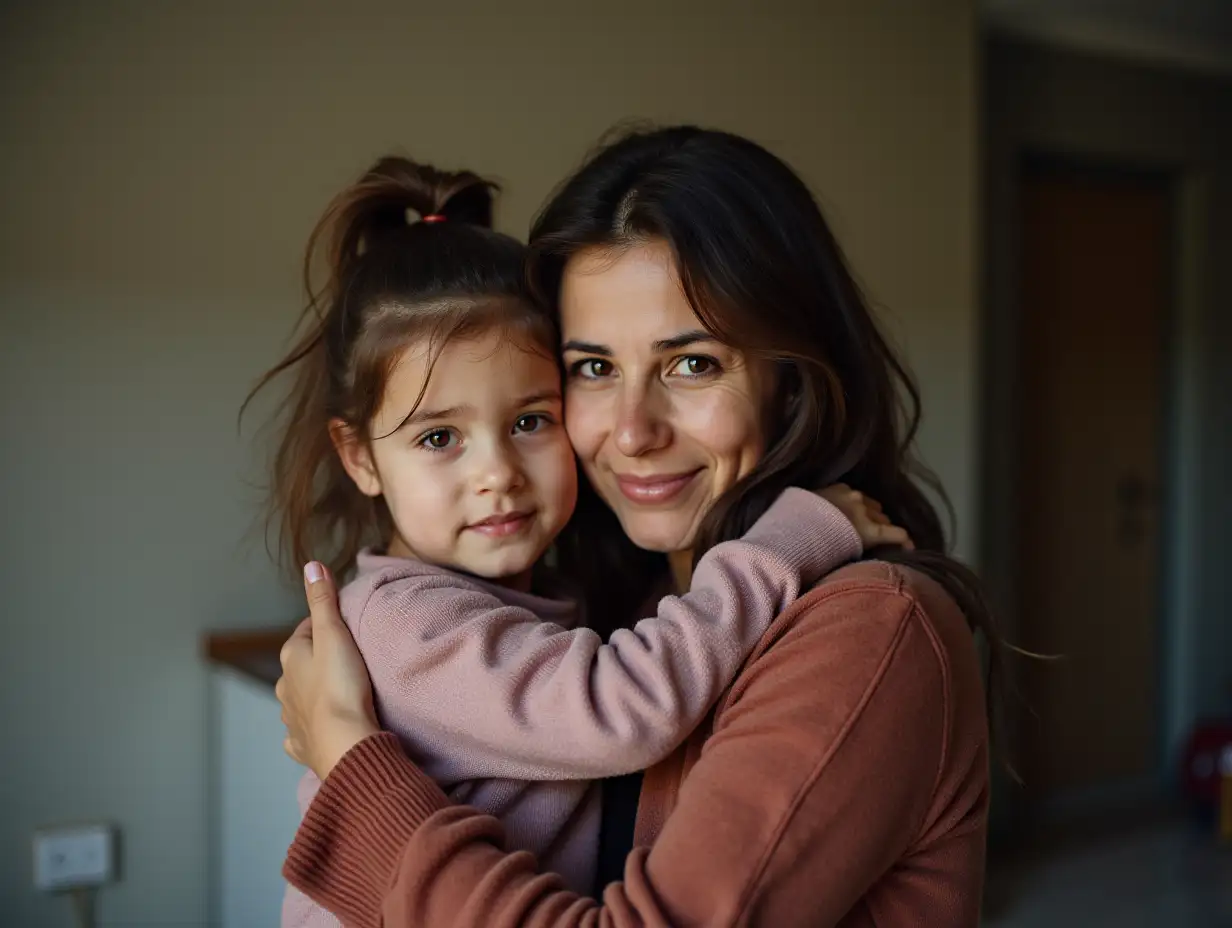 Child embracing ill mother