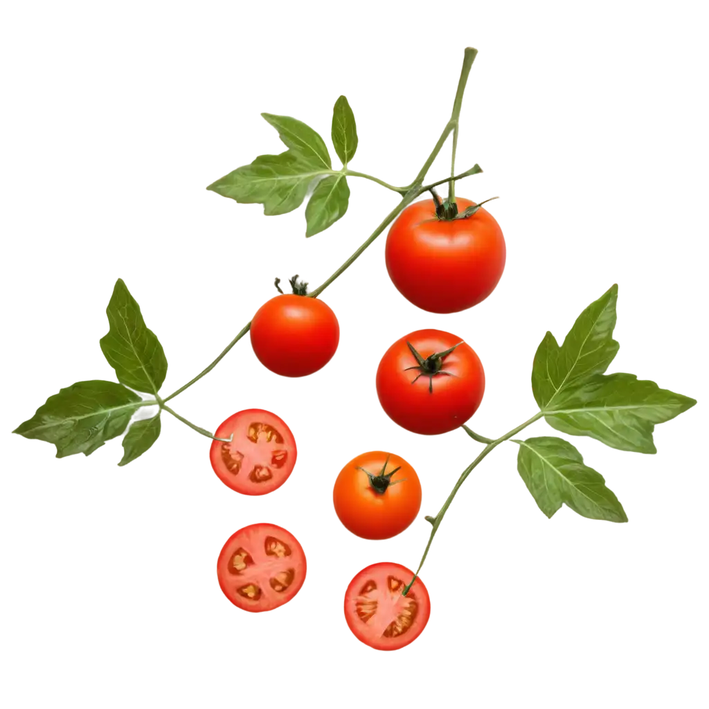 HighQuality-PNG-Image-of-a-Tomato-with-Leaves-for-Versatile-Applications