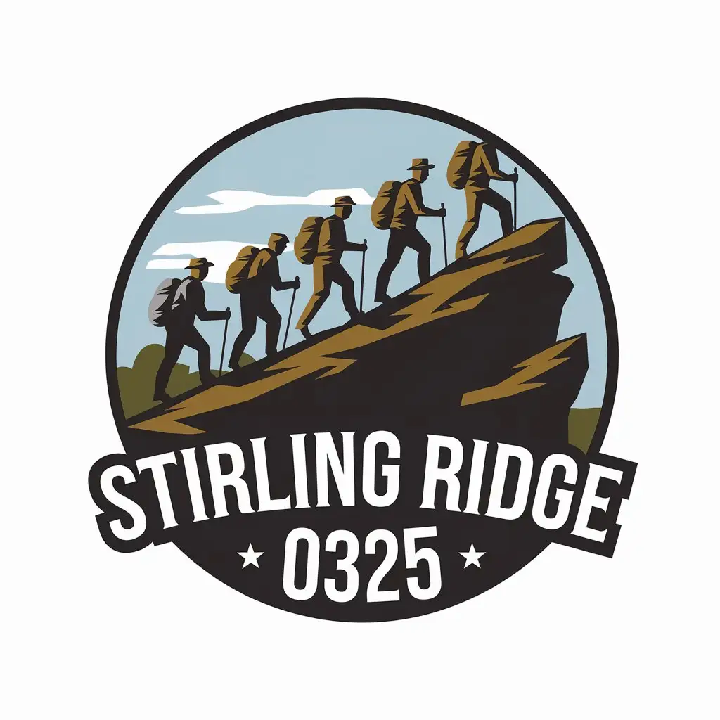 LOGO Design for Stirling Ridge 0325 Hikers on Difficult Trail in Western Australia with 45 Color Scheme for Embroidery Badges