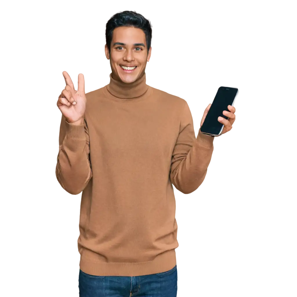 Person-Happy-Using-iPhone-PNG-Image-Smiling-Individual-Engaging-with-Modern-Technology