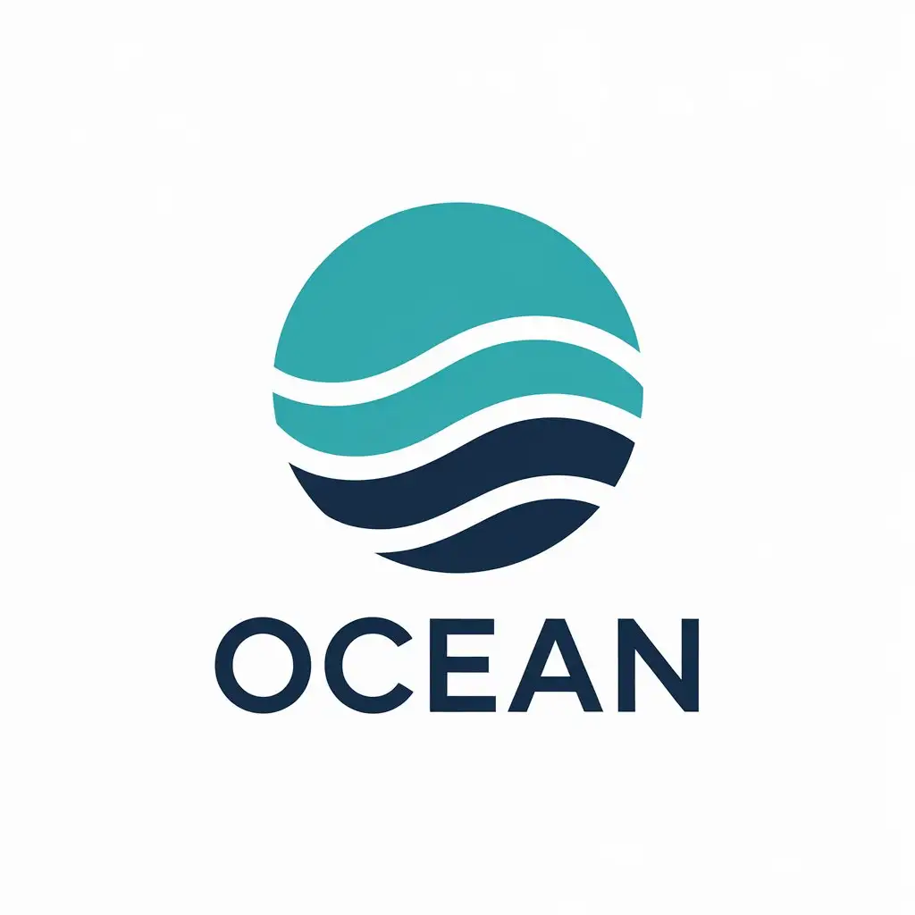 a vector logo design,with the text "Ocean", main symbol:turquoise circle with waves,Minimalistic,be used in Travel industry,clear background