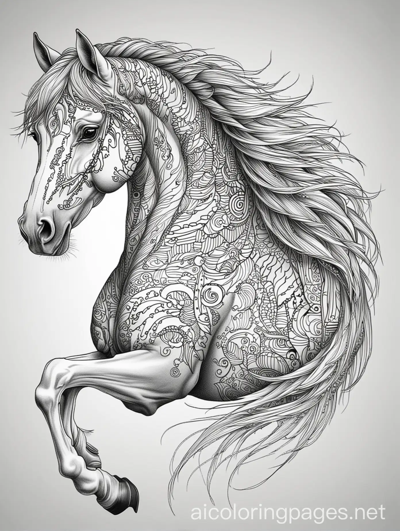 Intricate-Black-Line-Art-Horse-for-Adult-Coloring-Book