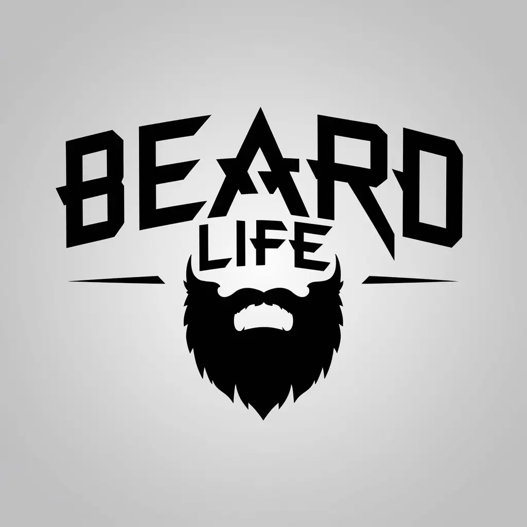 a logo design,with the text "Beard Life", main symbol:Beard, brutal, strong,Moderate,be used in Entertainment industry,clear background