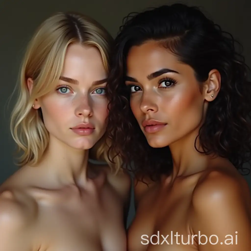 Realistic-Portrait-of-Two-Women-Light-vs-Dark-Beauty