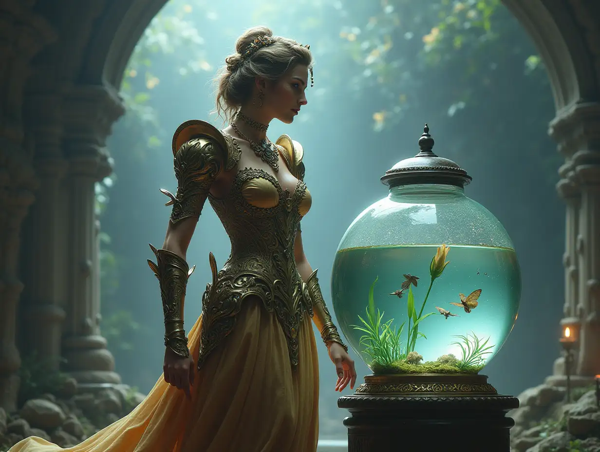 Ki fantasy with giant Princess with glass tank