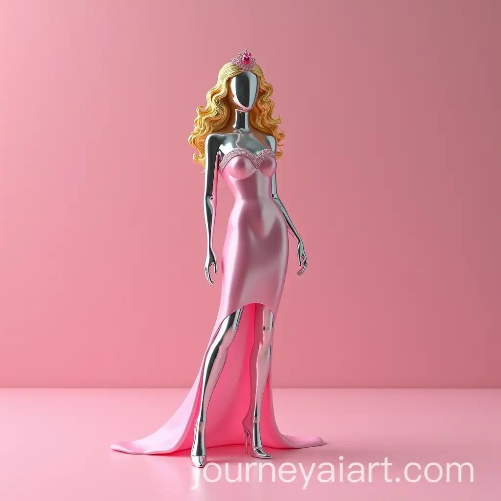Silver-Perfume-Bottle-Shaped-Like-a-Woman-with-Pink-Dress-and-Tiara