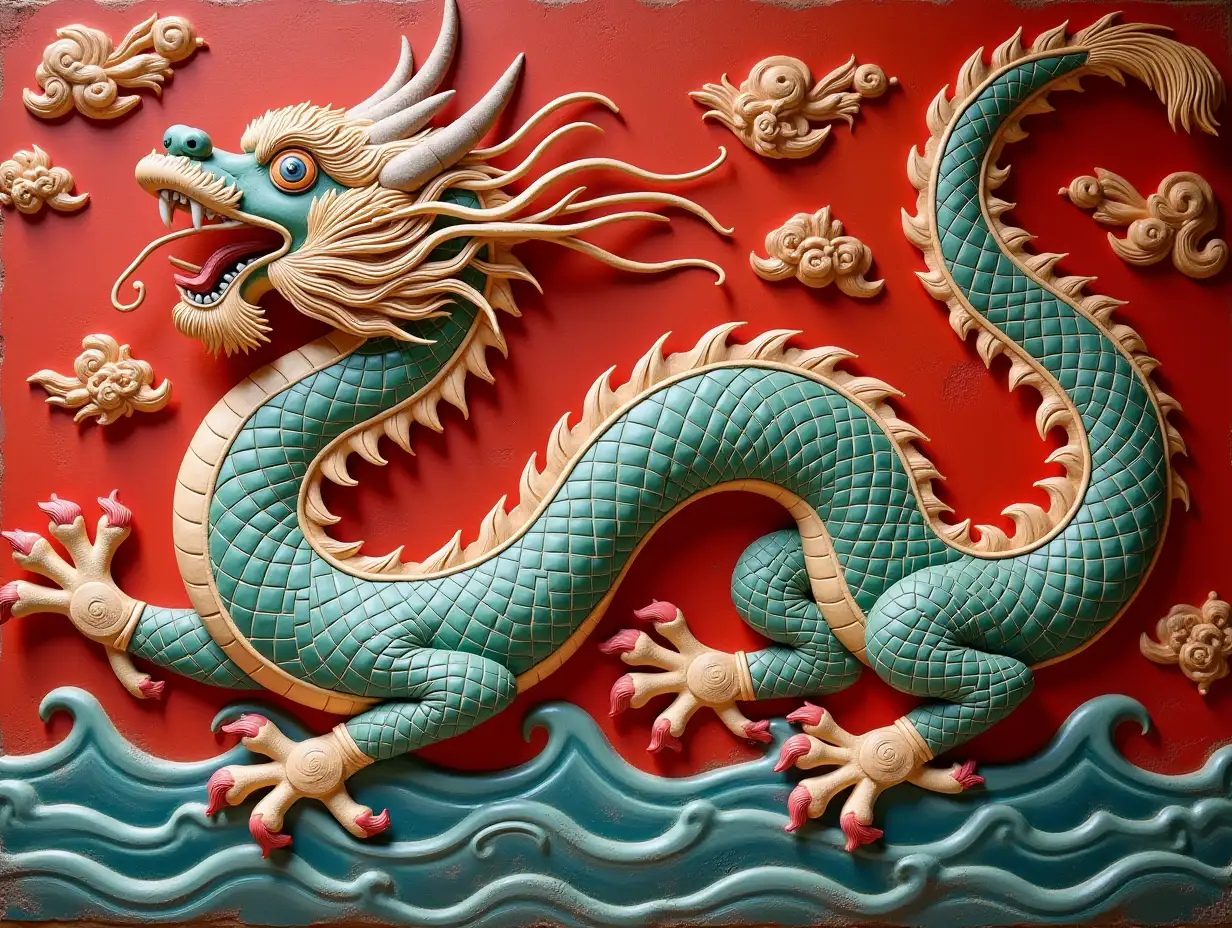 Chinese dragon relief