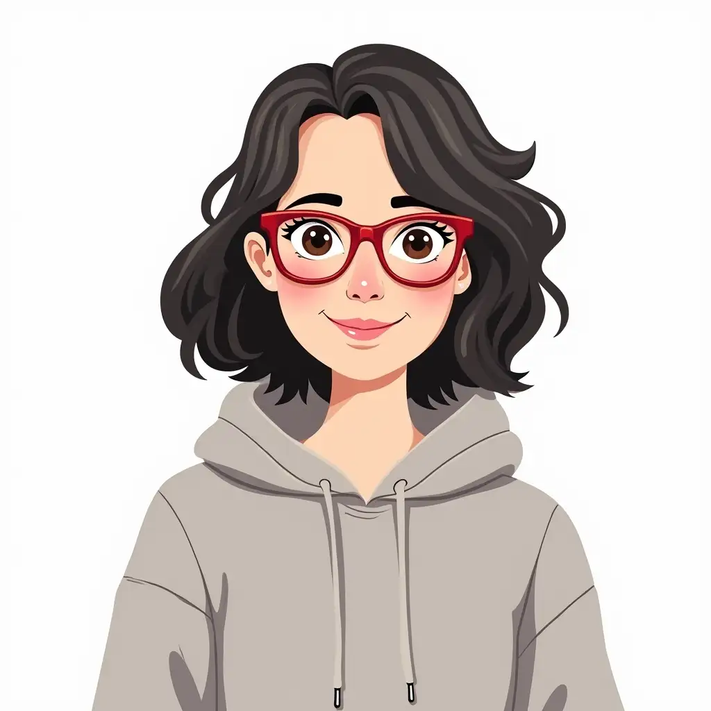 Portrait-of-a-Smiling-MiddleAged-Woman-with-Funky-Sweatshirt-and-Glasses