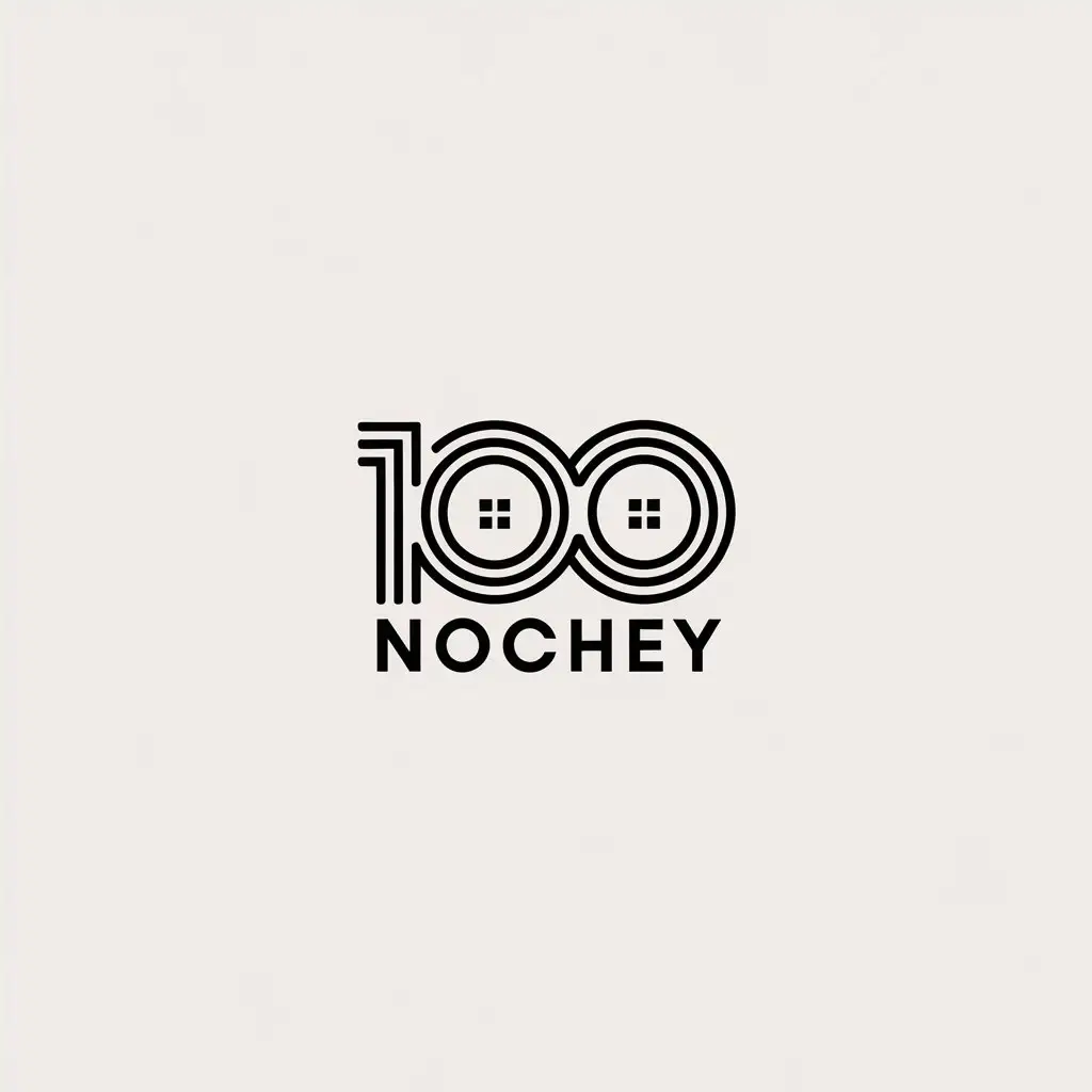 LOGO Design For 100 NOCHEY Minimalistic House Symbol on Clear Background