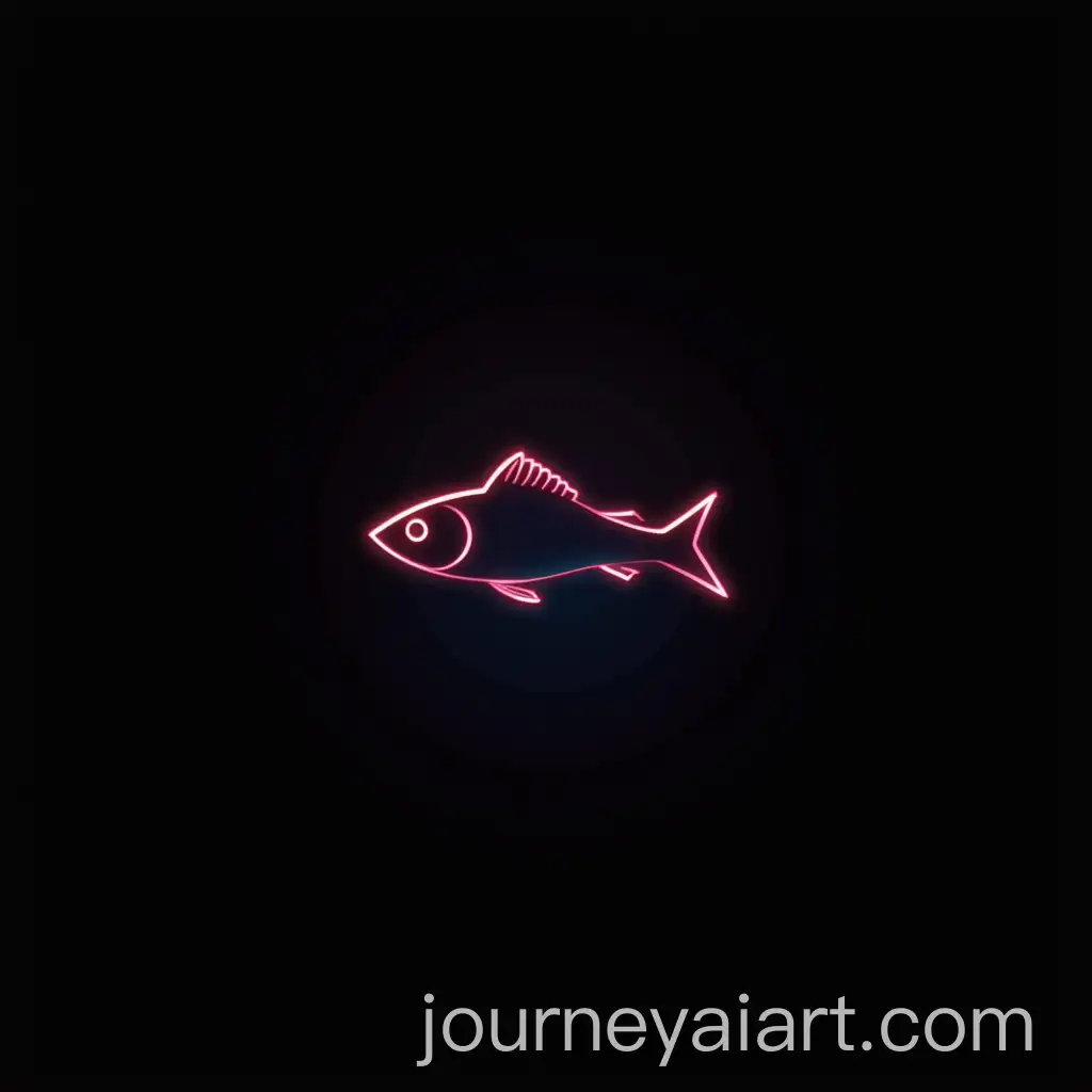 Minimalistic-Neon-Fish-Logo-on-Black-Background
