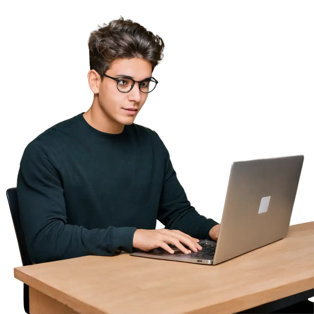 22YearOld-Boy-Working-on-Laptop-on-Table-PNG-Image-for-Clarity-and-Quality