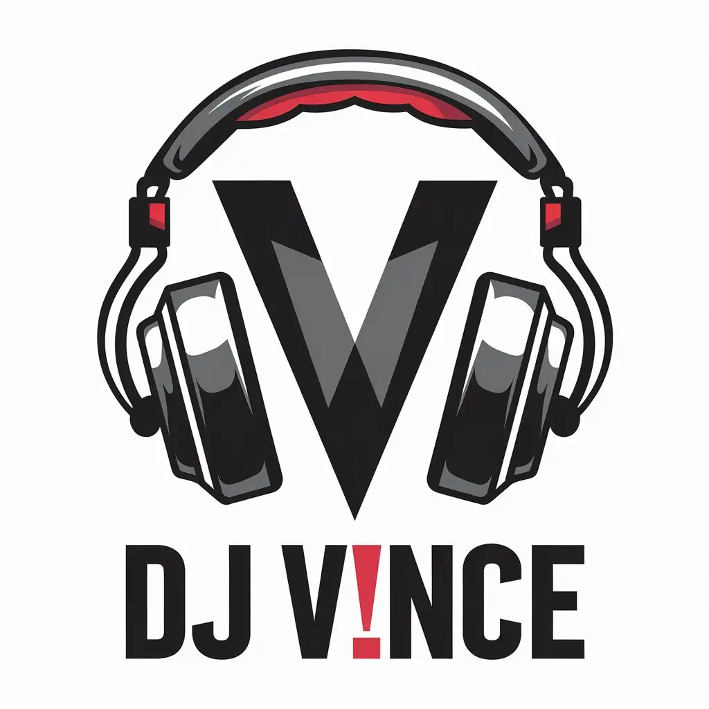 LOGO Design for DJ VNCE Vector Headphones with Bold Typography for Entertainment Industry