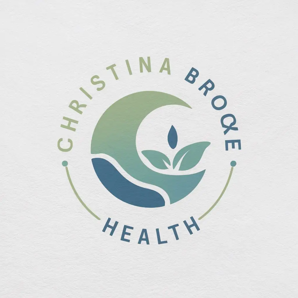 LOGO Design For Christina Brooke Health Crescent Moon Brook in Baby Blue Green and Watercolor Blue