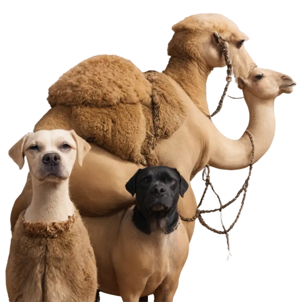 Three-Dogs-Sitting-on-the-Back-of-a-Camel-PNG-Image-for-Creative-Projects