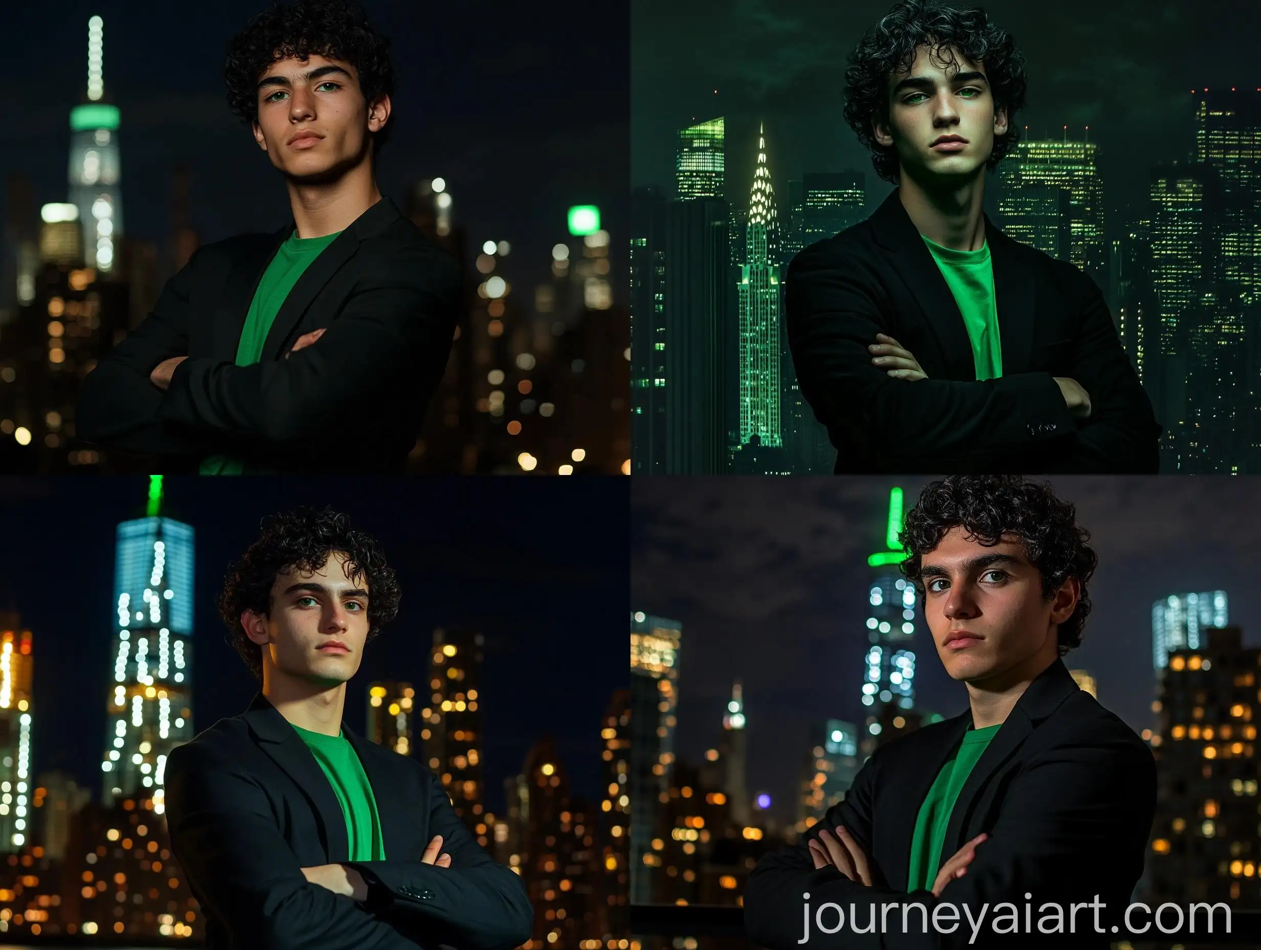 Confident-Young-Man-in-Night-Manhattan-Skyline