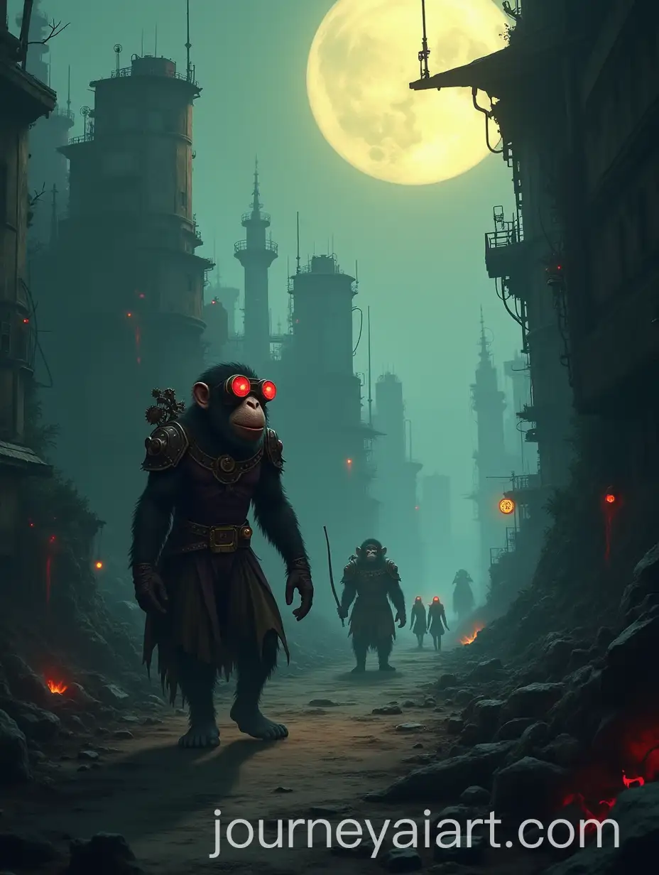 Evolved-Apes-in-Steampunk-Gothic-Wasteland-Navigating-PostApocalyptic-World