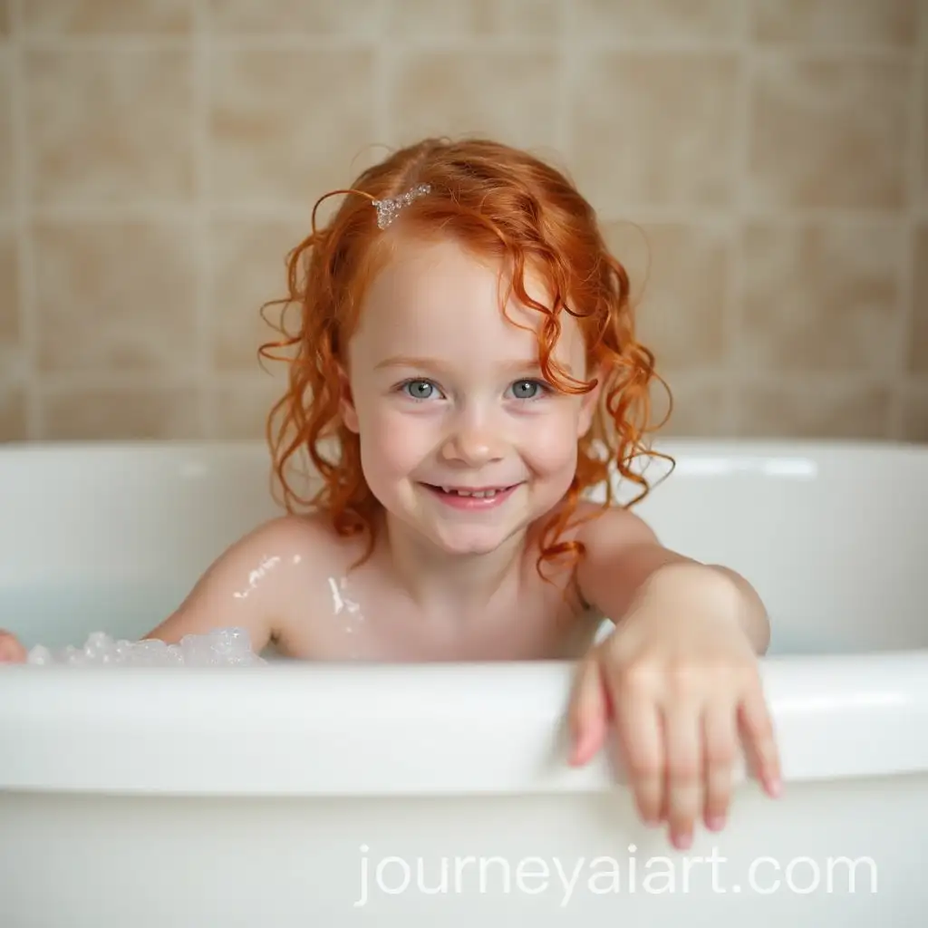 Joyful-10YearOld-Girl-with-Red-Hair-Bathing-in-a-Bathtub