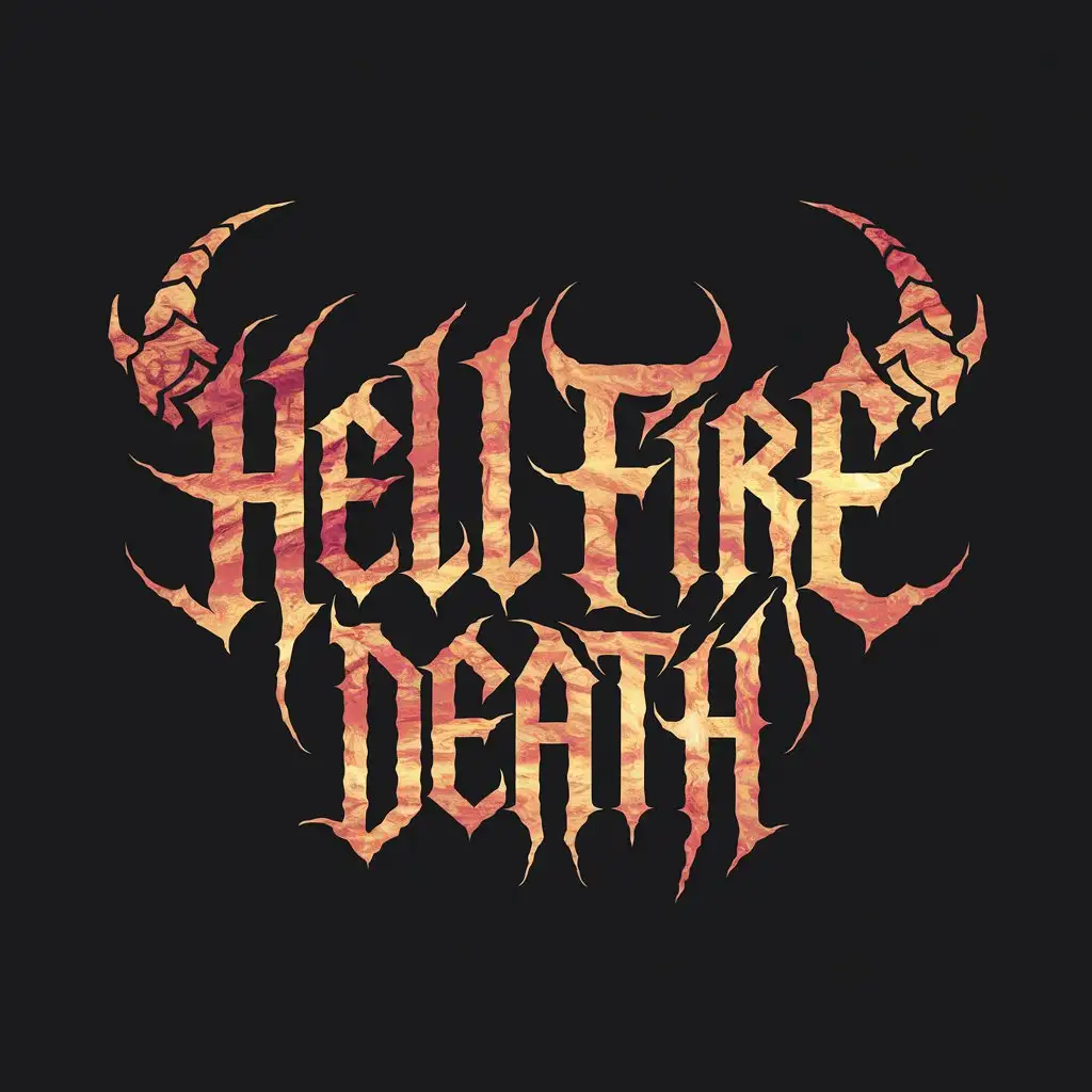 LOGO Design for Hell Fire Death Demonic Inscription with Black and Clear Background