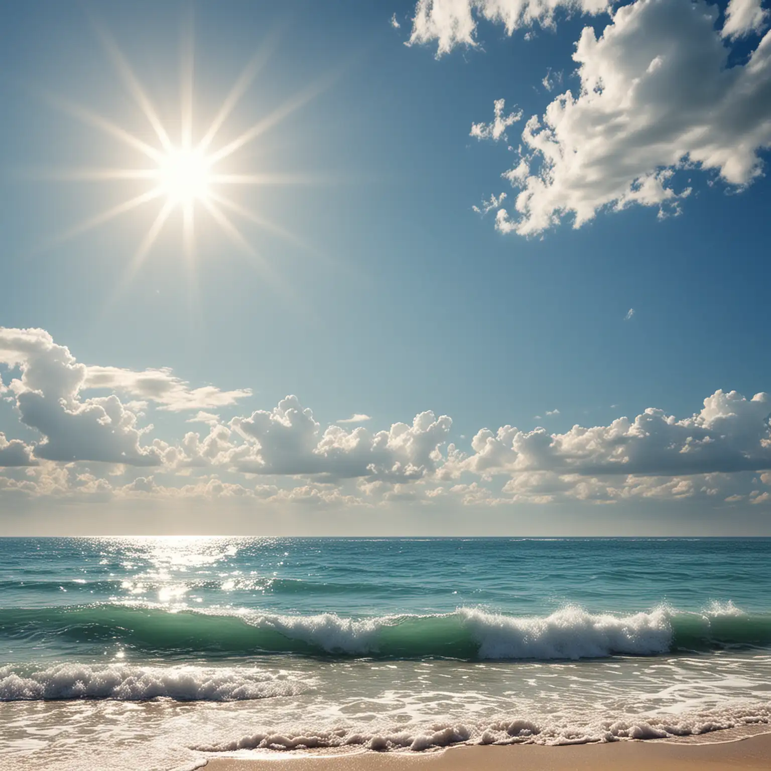 generate for me a good sea background sunny weather. blue sky beach