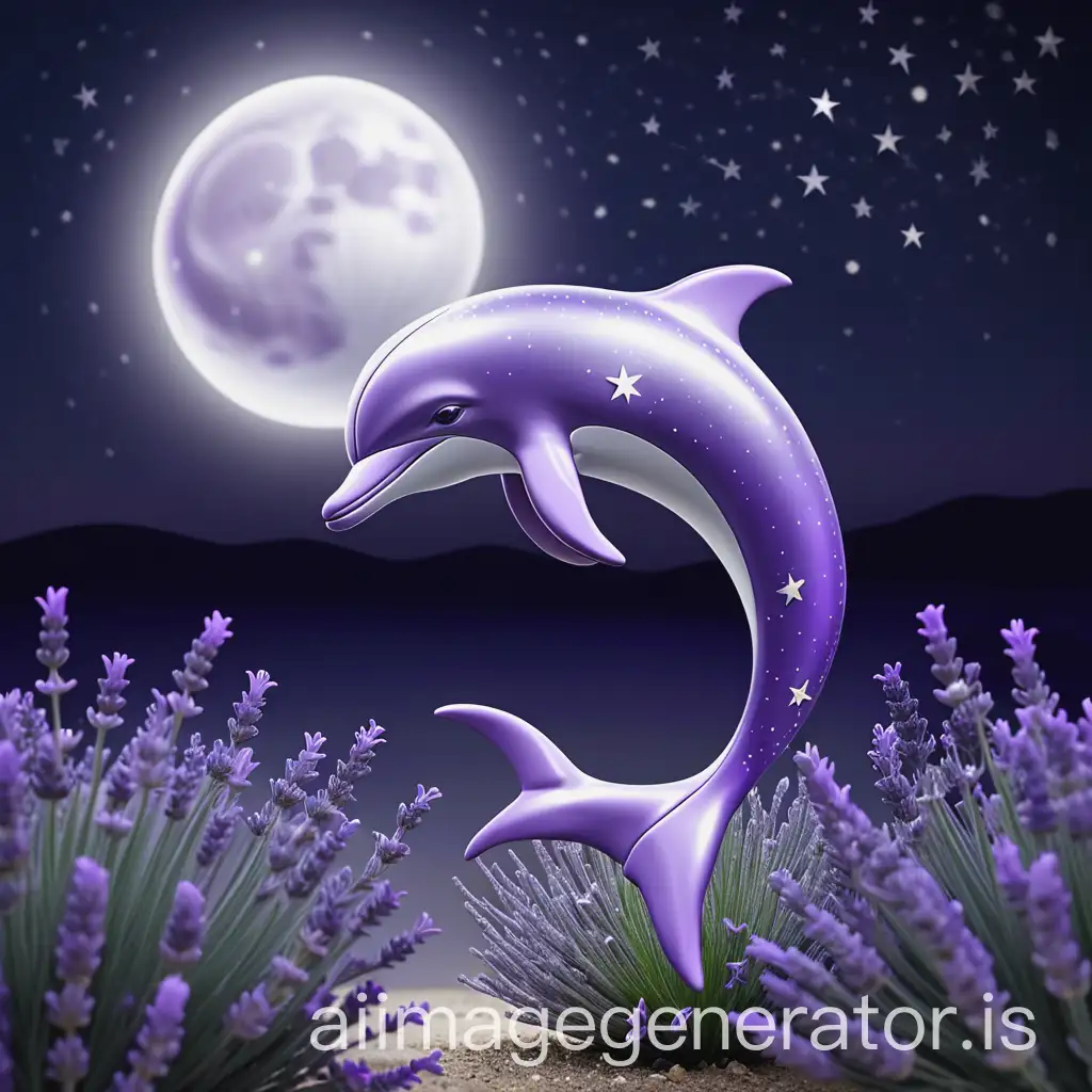 Lavender-Dolphin-Shaped-Plant-with-Moonlight-and-Dancing-Silver-Stars