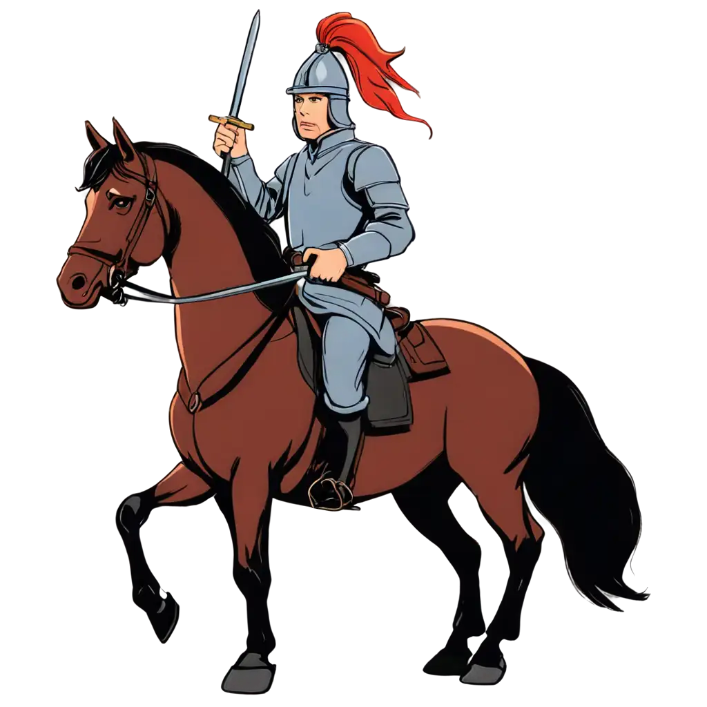 Cartoon-Style-PNG-Image-of-a-Man-on-Horse-Grabbing-Sword-Ready-for-War-HighQuality-PNG-for-Digital-Art