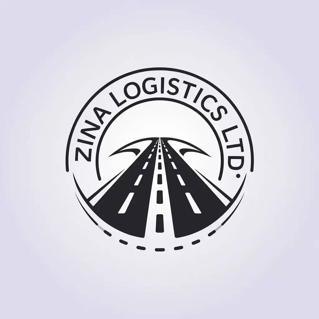 a vector logo design,with the text "Zina Logistics Ltd.", main symbol:road,Minimalistic,be used in transportation industry,clear background