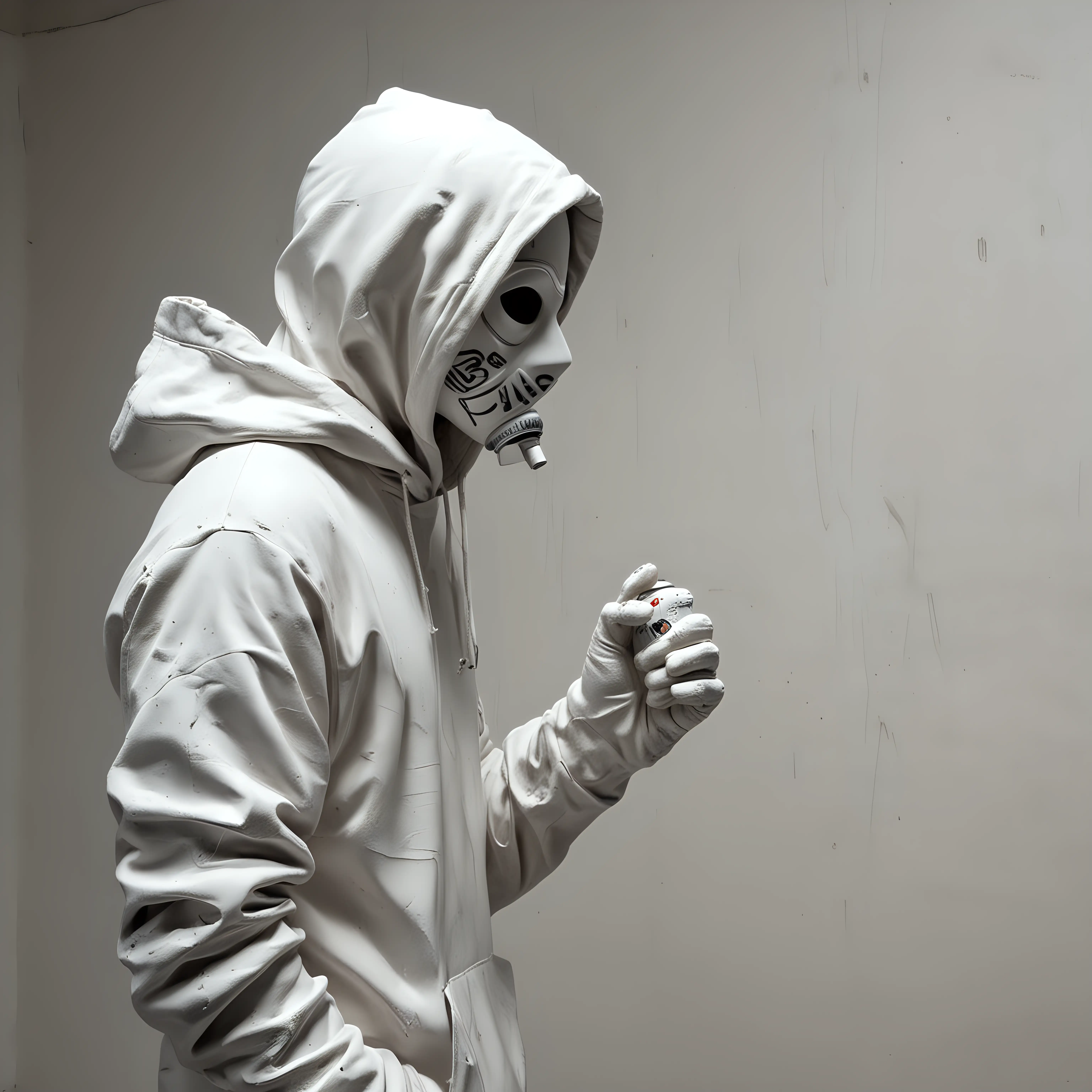 Graffiti Writer Sculpture in Hoodie with Mask and Spray Can