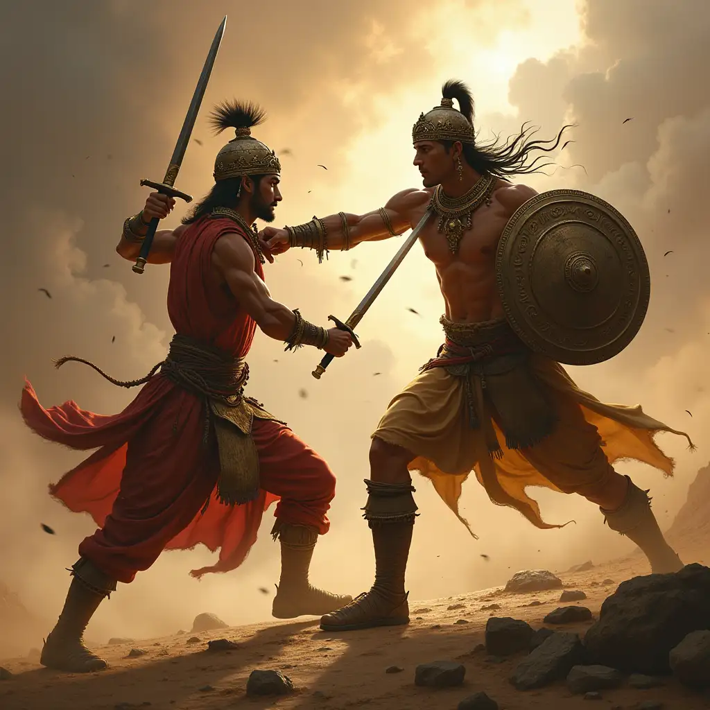 Two ancient warrior fighting