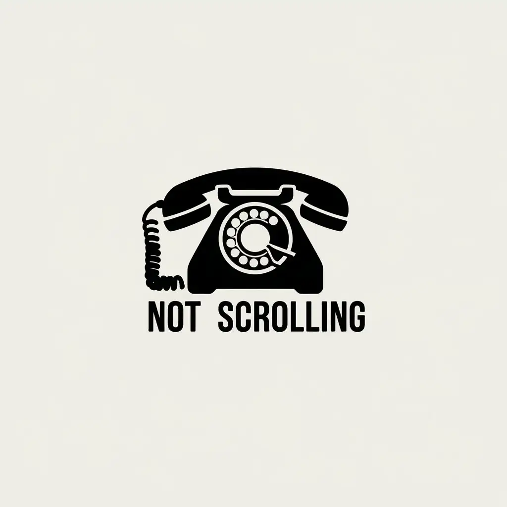 LOGO Design for Not Scrolling Minimalistic Old Phone Symbol on Clear Background