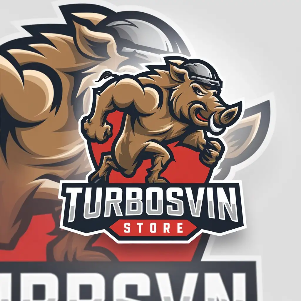 a vector logo design,with the text "TURBOSVIN STORE", main symbol:Wild boar,complex,be used in Retail industry,clear background