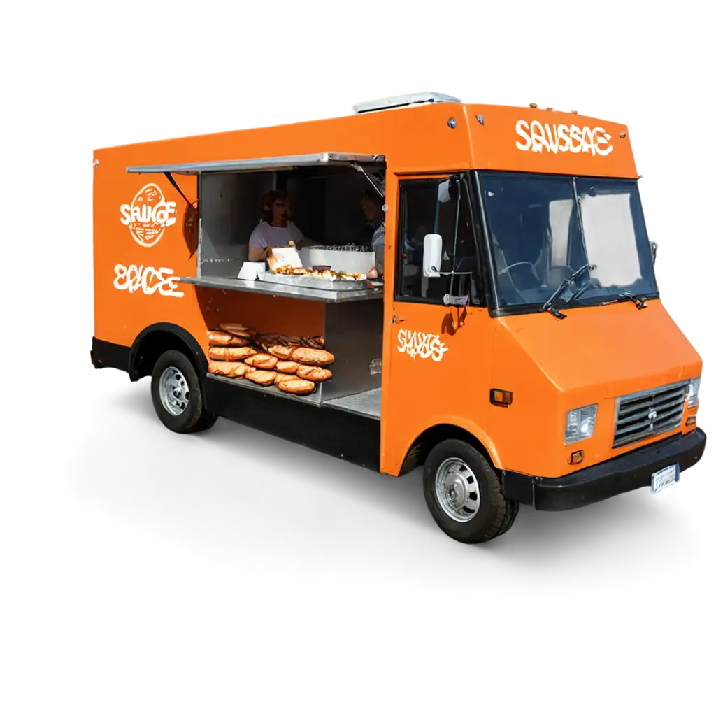 Delicious-Sausage-Food-Truck-PNG-Image-in-Brown-and-Orange-Colors