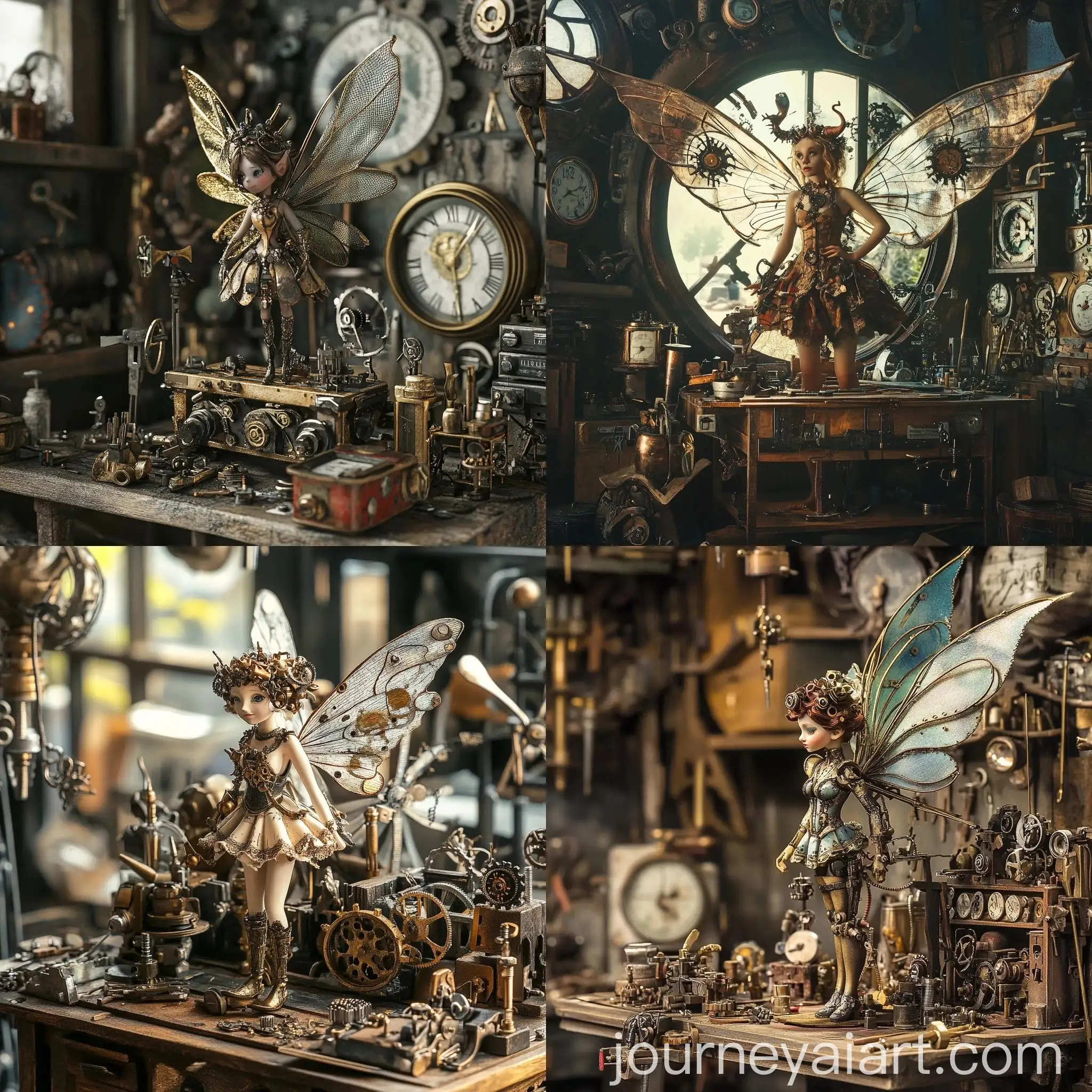 Mechanical-Female-Fairy-on-Tinker-Gnomes-Workbench-with-Clock-Parts