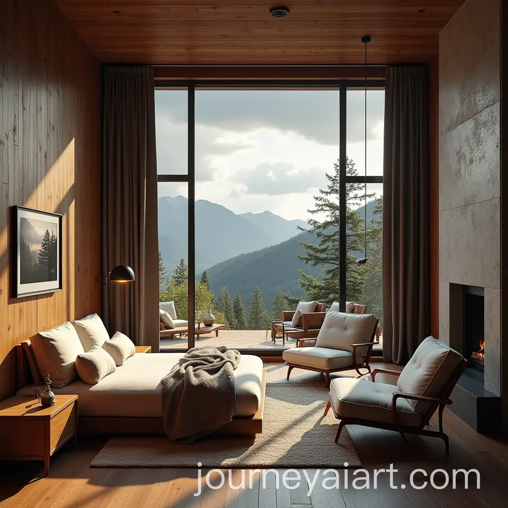 Cozy-Room-Interior-with-Mountain-View-Through-Windows