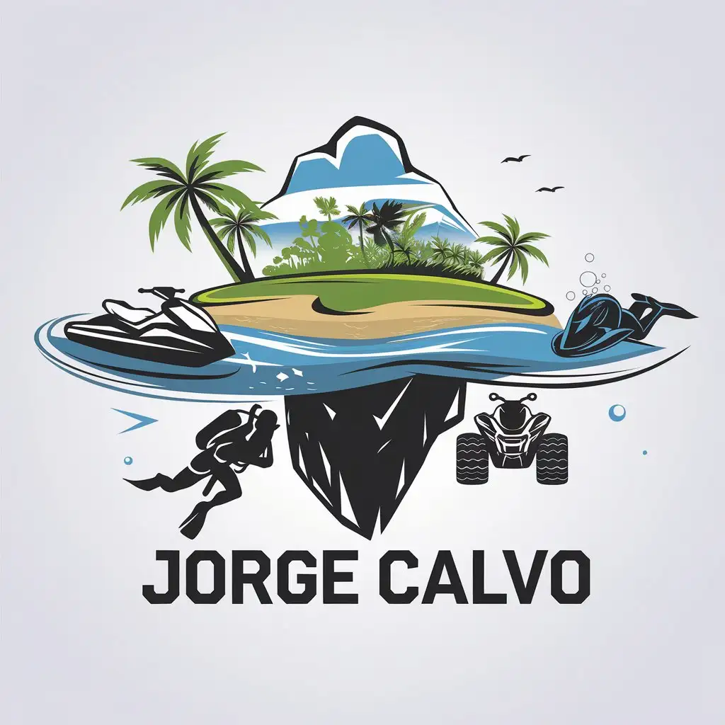 LOGO Design for Jorge Calvo Island Beach Palm Jetski Scuba and Water Theme for Travel Industry