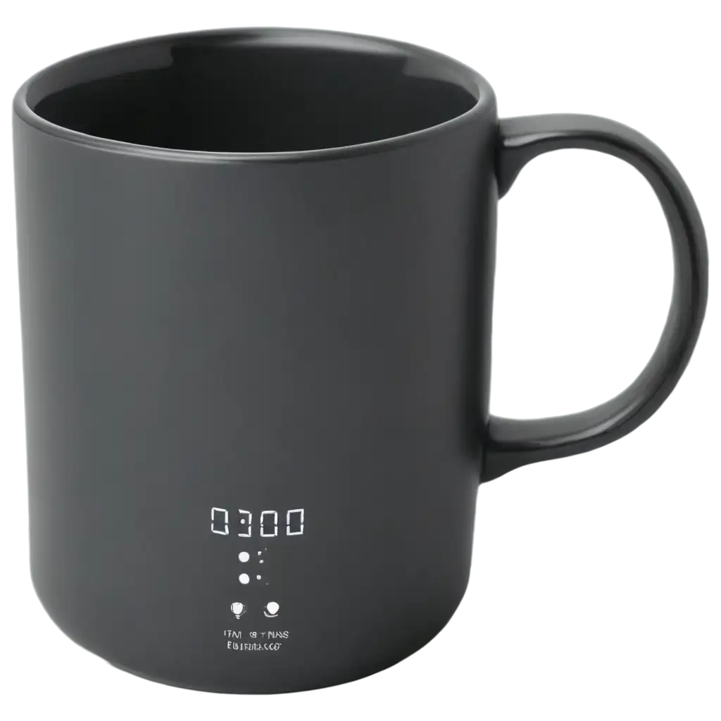 A smart mug with a temperature indicator and a black tea-filter